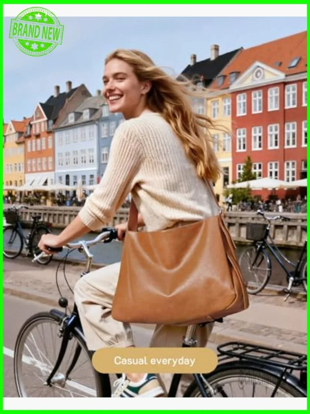 Large Vegan Leather Hobo Bag with Adjustable Strap Multi-Pockets Tote